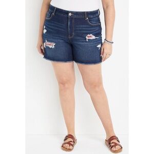 Maurices High Rise Bandana Ripped Jean Shorts Distressed Fray Hem Size 24W